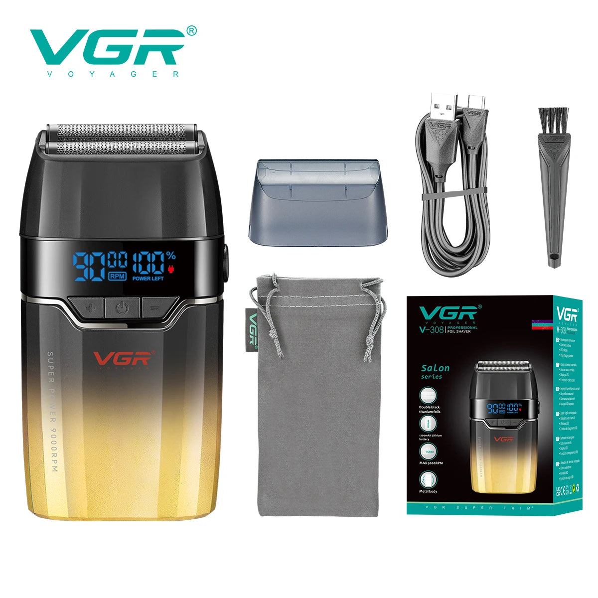 VGR Face Shaver Professional Hair Trimmer Mini Shaver Cordless Beard Trimmer Adjustable Barber Hair Clipper V-906 V-003 V-308