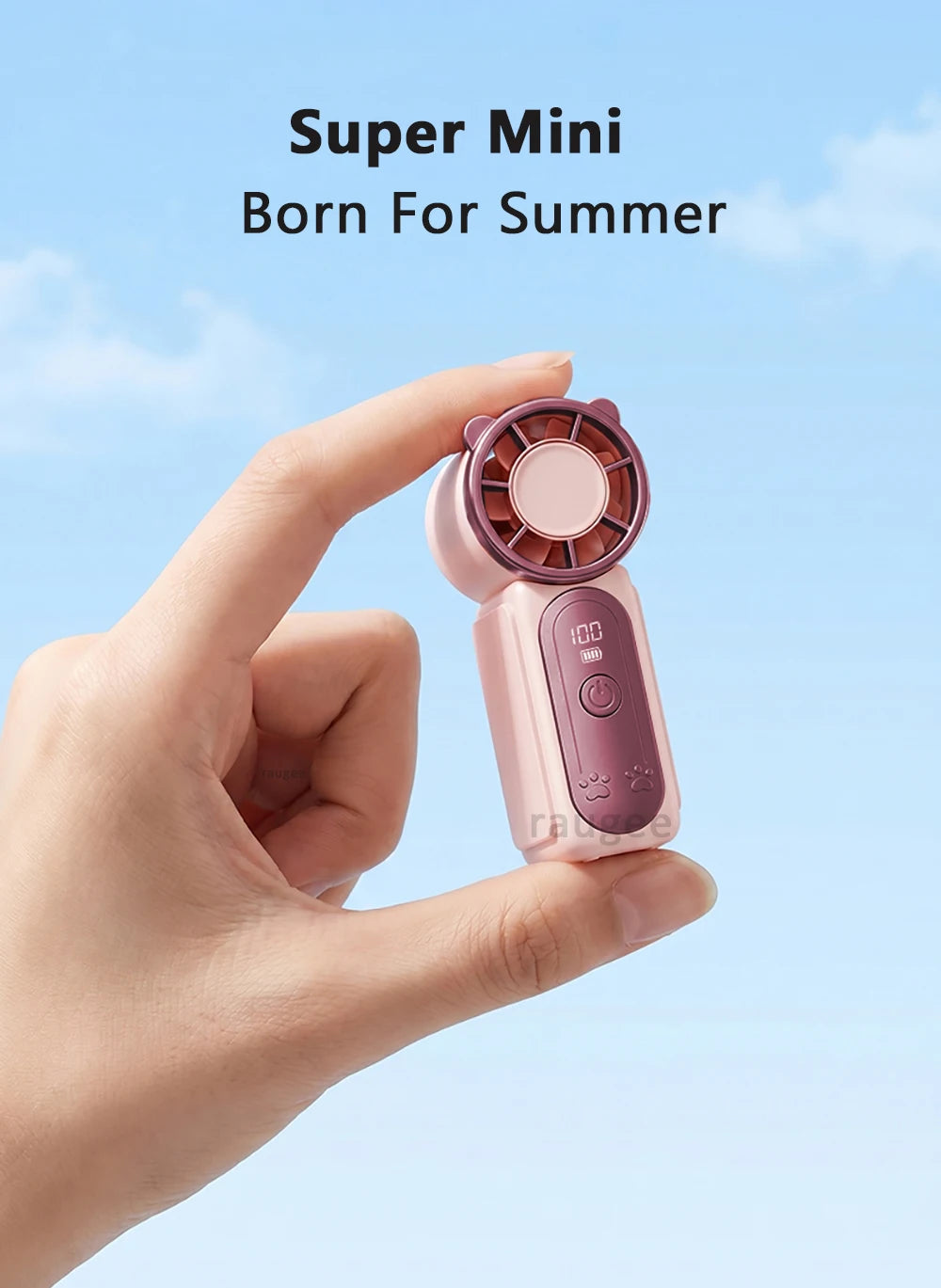 Portable Handheld Fan Mini Perosonal Hand Fan USB Rechargeable Outdoor Travel Hand Fan Digital Display Pocket Fan 100Gear