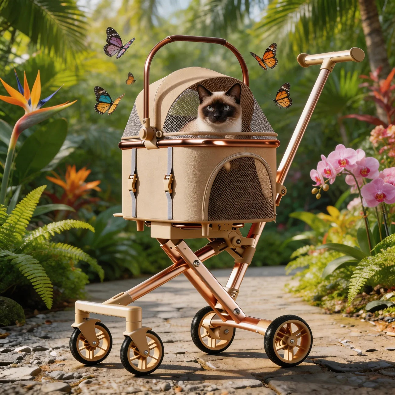 New Separable Pet Stroller Portable One Click Recycling Cat Carrier Universal Lightweight Small Dog Travel Pushchair Foldable