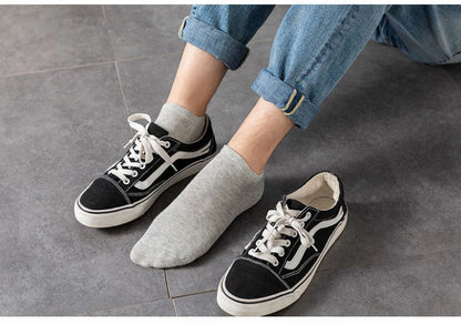 5/10 Pairs Low Cut Men Socks Solid Color Black White Breathable Cotton Socks Male Sport Businessmen Short Socks
