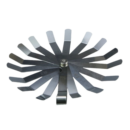 16 Blades Bent Feeler Gauge 0.127-0.508mm Stainless Steel Valve Clearance Adjustment Tool for Motorcycle Car