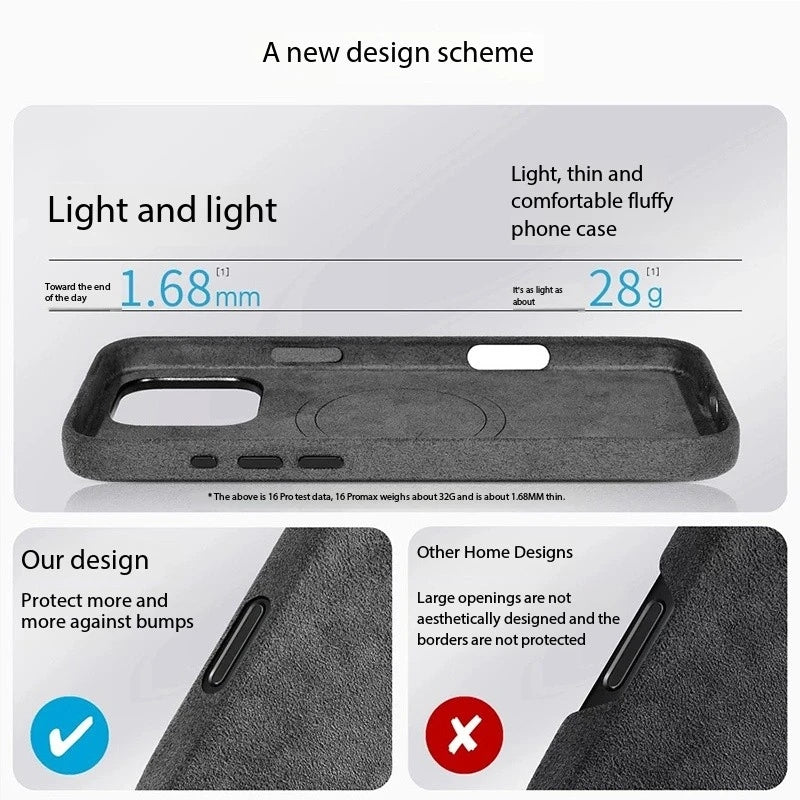 Real for Alcantara with Magsafe Case for iPhone 16 17 Pro Max 15 14 Luxury Magnetic Supercar Interior Leather Magnet Phone Cape