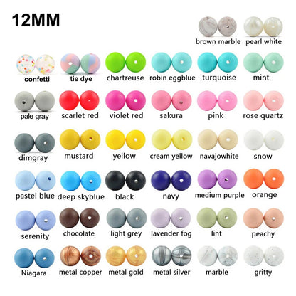 LOFCA 40pcs 12mm Silicone Beads Teething Chew Beads Food Grade Teether Necklace BPA Free Diy Jewelry Baby Teether Toy Pacifier