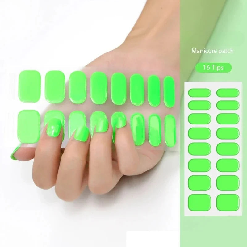 16/22 Tips Semi Cured Gel Nail Stickers for UV Lamp Designer Adhesive Nail Gel Wraps DIY Long-lasting  Nail Decoration