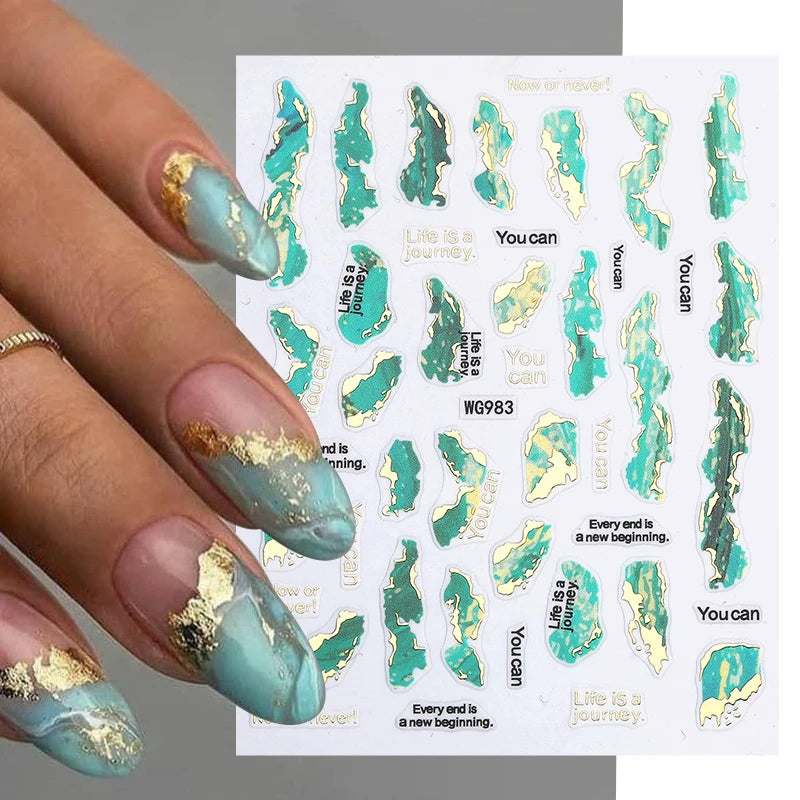 1PCS Marbled Nail Sticker 3D Abstract Lines Sticker Nail Art Supplies Nail Decals Y2K Laser Butterfly Ladies Nail Art Decoration
