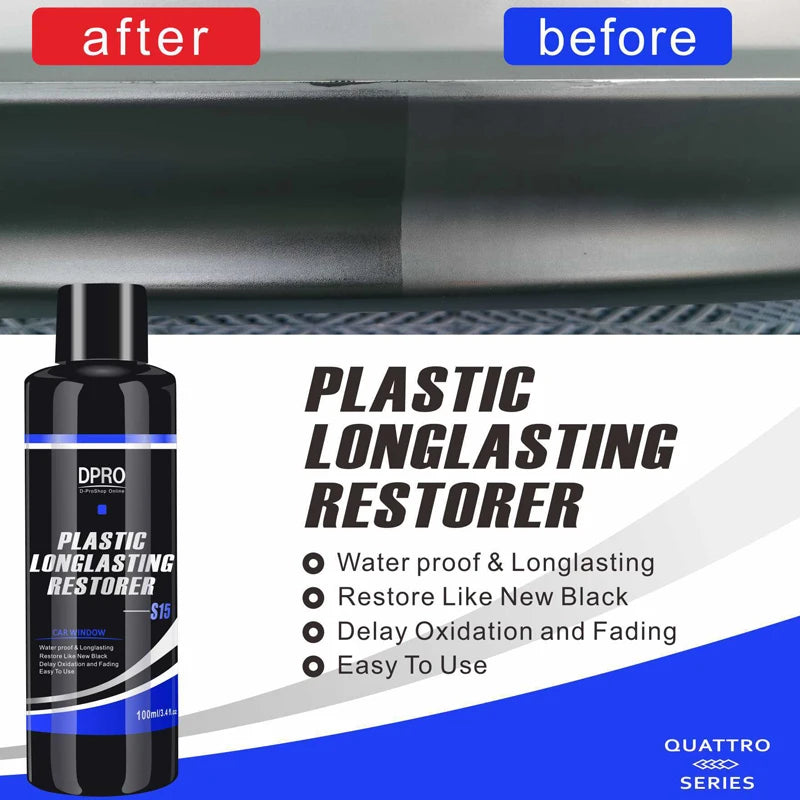 Dpro Plastic Restorer Renovator For Car Back To Black Gloss Car Clean Liquid Plastic Auto Polish Repair Coating Car Detailing