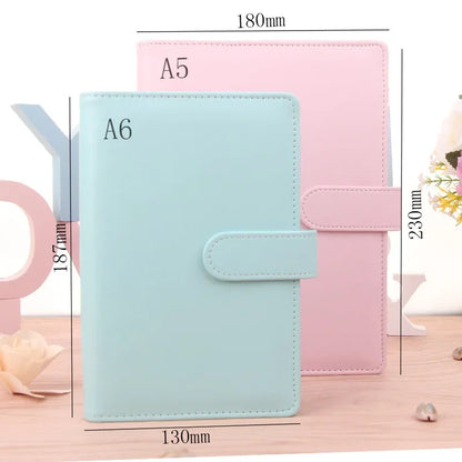 Solid Color Leather Folder Desktop Information Card Storage Notebook Folder Notepad Cover Leather Binder Study Office Supply