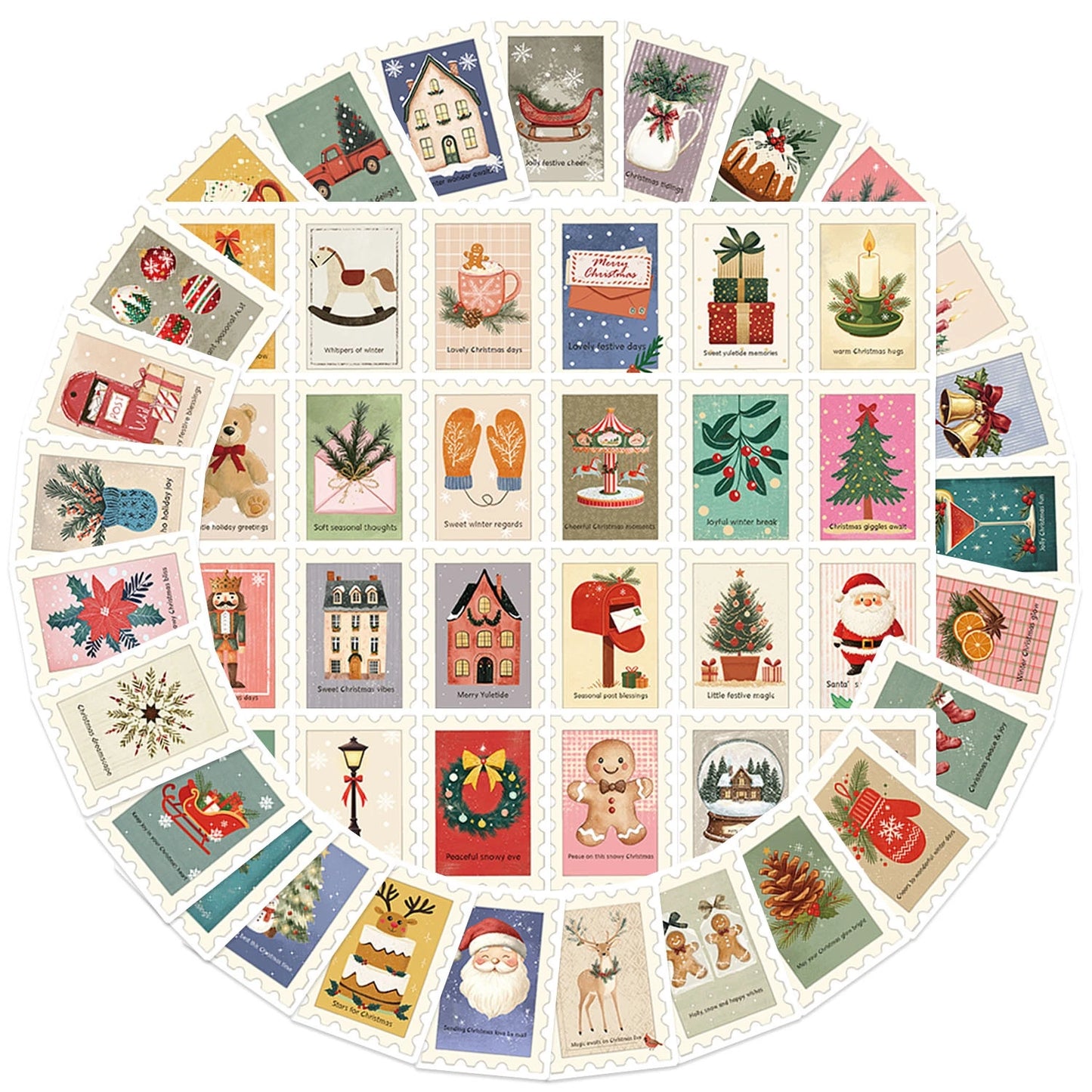 10/30/50Pcs Vintage Christmas stamps Stickers For Suitcase Skateboard Laptop Luggage Phone Car Styling DIY Decal Pegatinas