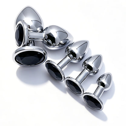 5 Size Black Butt Plug Metal Anal Plug Jewelry Base Beginner to Expert G-Point Massage Dildos Adult Women Toys Adult Men Toys
