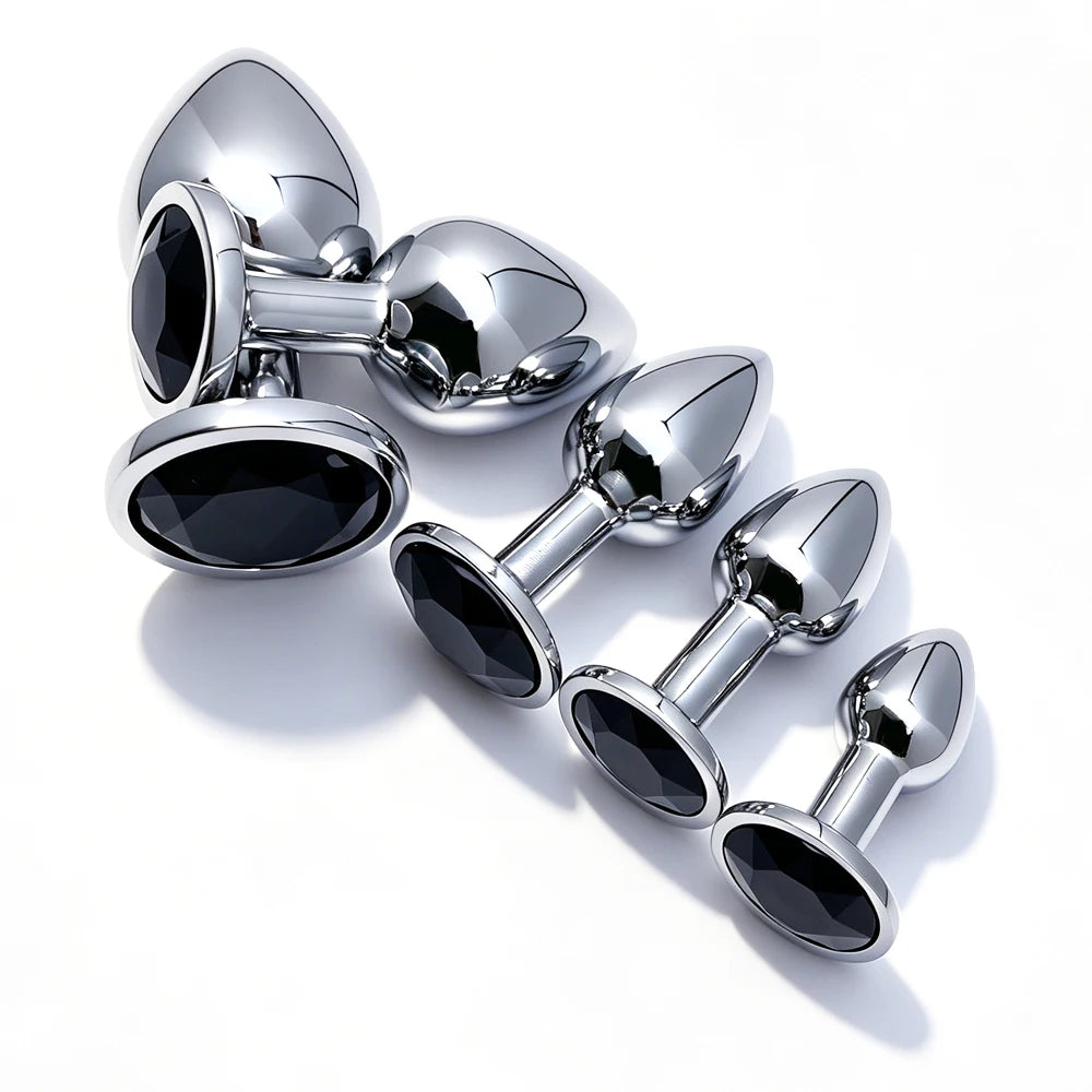 5 Size Black Butt Plug Metal Anal Plug Jewelry Base Beginner to Expert G-Point Massage Dildos Adult Women Toys Adult Men Toys