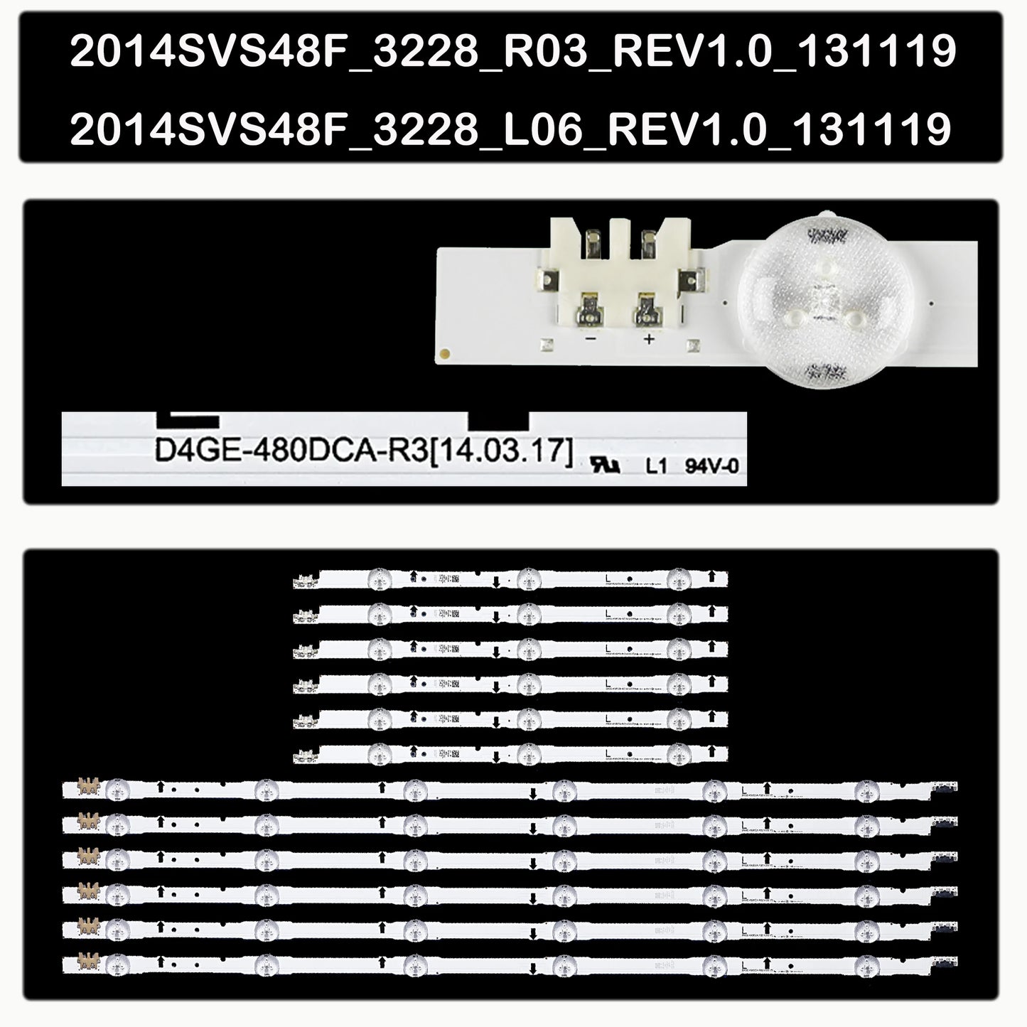 12pcs/ set LED Backlight For LH48DBDPLGC 2014SVS48F UA48J5088AC UE48H6400 BN96-30453A D4GE-480DCA-R3 D4GE-480DCB-R3 UE48H6500