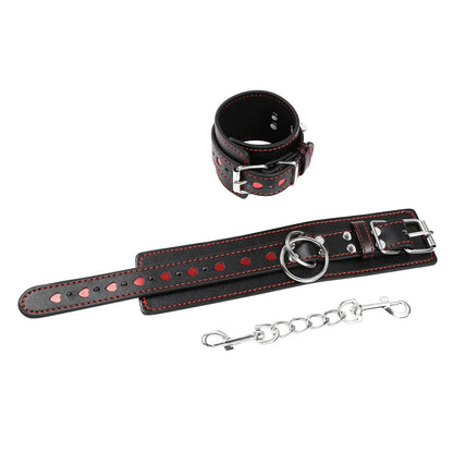 Detachable Heart Shape PU Leather Bondage Cuffs for Wrist And Ankle Adult Fetish BDSM Toy for Couples Men Women