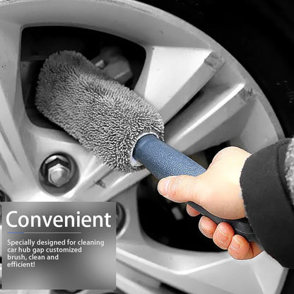SEAMETAL Microfiber Car Wheel Tire Rim Brush Auto Wheel Cleaning Tool Wash Towel with Plastic Handle Car Washing Accessories