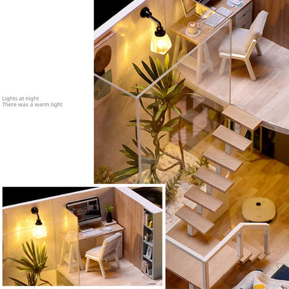 Doll House Kit 3D Wooden Mini DollHouse Assembly Building with Furniture Kit Toy For Birthday Gift 3D Puzzle Handmade Home Decor