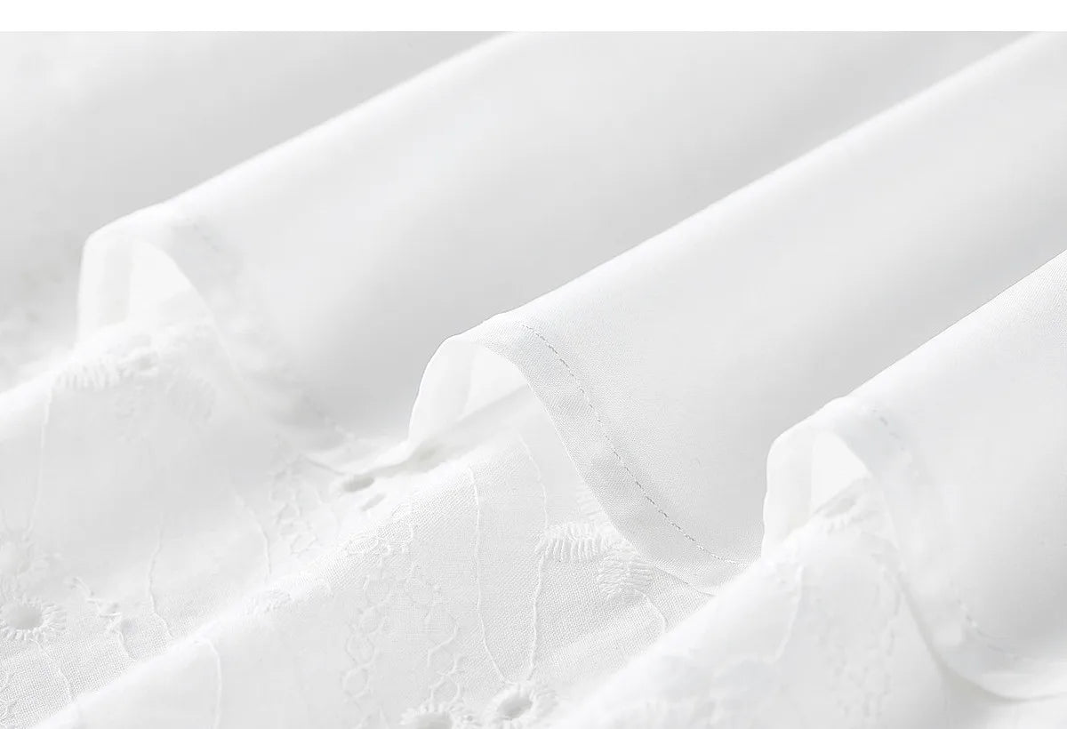 SENTUBILA Women's White Cotton Summer Skirt 2026 Woman Fashion Hollow Embroidery A-Line Short Skirt Female Clothes Q62QG7173
