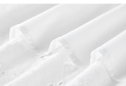 SENTUBILA Women's White Cotton Summer Skirt 2026 Woman Fashion Hollow Embroidery A-Line Short Skirt Female Clothes Q62QG7173