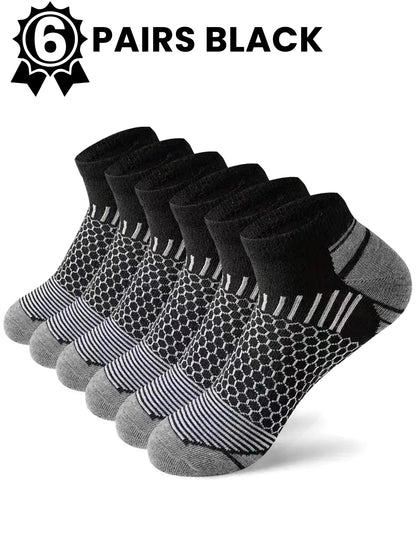 12Pairs High Qualit Athletic Socks Men's Ankle Socks Running Cyclling Waist Honeycomb Design And Firm Sports Leisure Socks Gifts