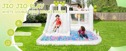 White Bounce House Oxford Bouncy Castle with Two Slides Bounce House for Kids with Large Ball Pits wedding Party Inflatable toys