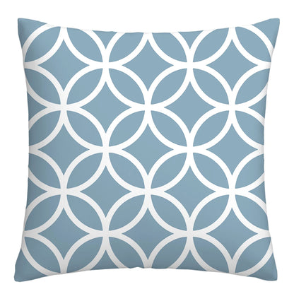 Lake blue white geometric linen pillowcase sofa cushion cover home decoration can be customized for you 40x40 45x45 50x50 60x60