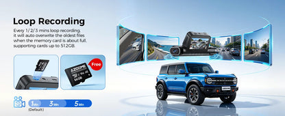 AZDOME Dash Cam M660 2.5K+3*1080P 4CH Car DVR GPS 5G Wifi Free 64GB Card Voice Control 24H Parking Monitor Super Night Visio