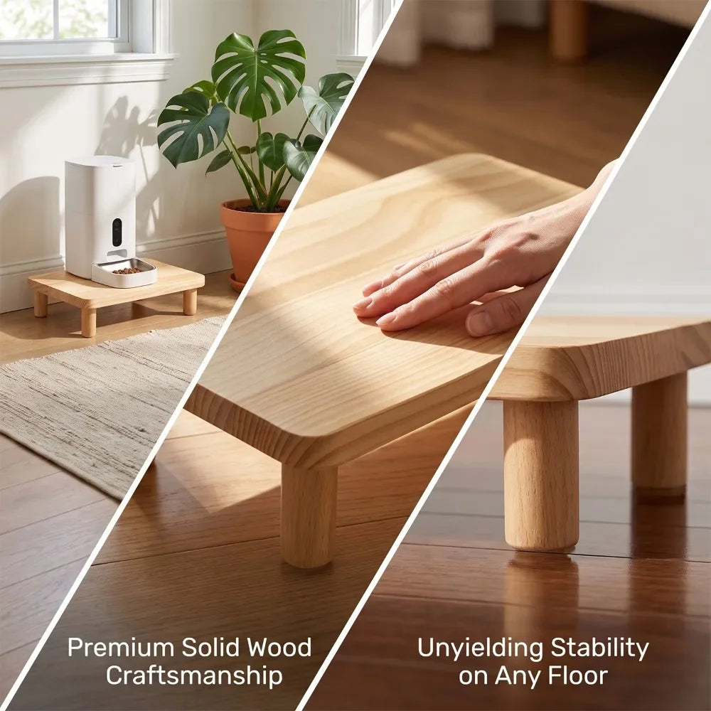 Cat Feeder with Raised, Non-slip, and Stable Base; Compatible with Automatic Feeders; Elevating Stand To Protect The Neck; Home Feeding Table with Non-slip Mat.