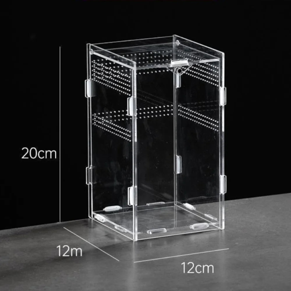 New Acrylic Reptile Habitat Anti-Escape Clear Spider Feeding Case Multiple Size Arboreal Small Pet Cage for Chameleon Clear