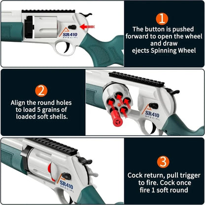 Revolver Toy Guns Shell Throwing Soft Bullet Launcher Outdoor CS Shotgun Shooting Game Model Toy for Children Kids Christmas