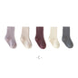 MILANCEL New Autumn Kids Socks Girls Solid Color Mid Tube Socks Children Sock 5 Pairs a Lot
