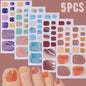 5Sheets Yellow Daisy Toenail Sticker 110Tips Full Cover Baking Free Toe Nail Wraps Elegant Flower Self-Adhesive Toe Polish Strip
