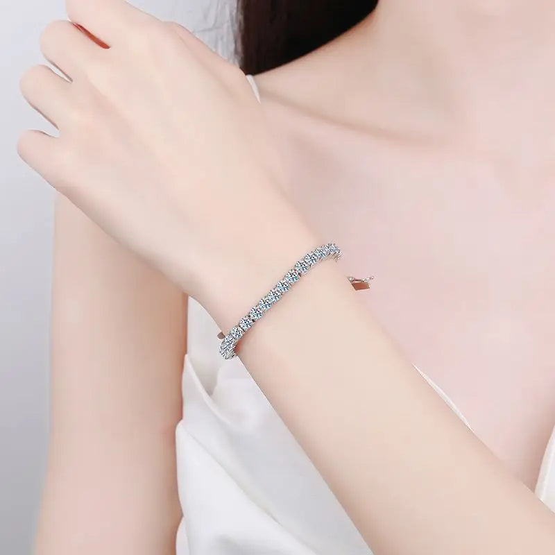 Factory Price D VVS1 Moissanite Tennis Bracelet 925 Sterling Silver Single Row Classics with GRA Bracelets for Women Man Jewelry