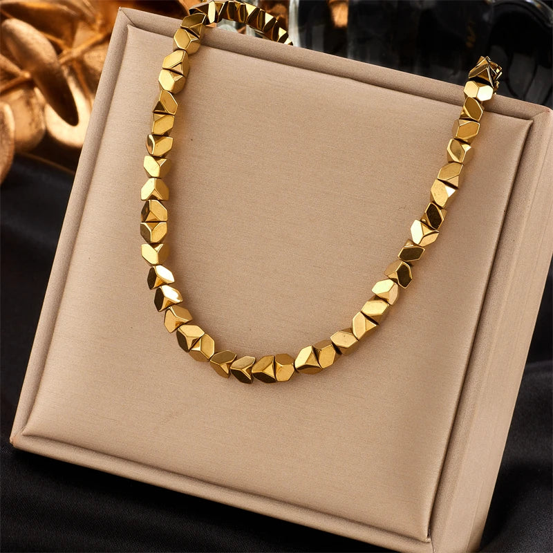 XIYANIKE 316L Stainless Steel Necklace for Women Gold Color New Trends Exquisite Chic Charming Birthday Fashion Jewelry Collier