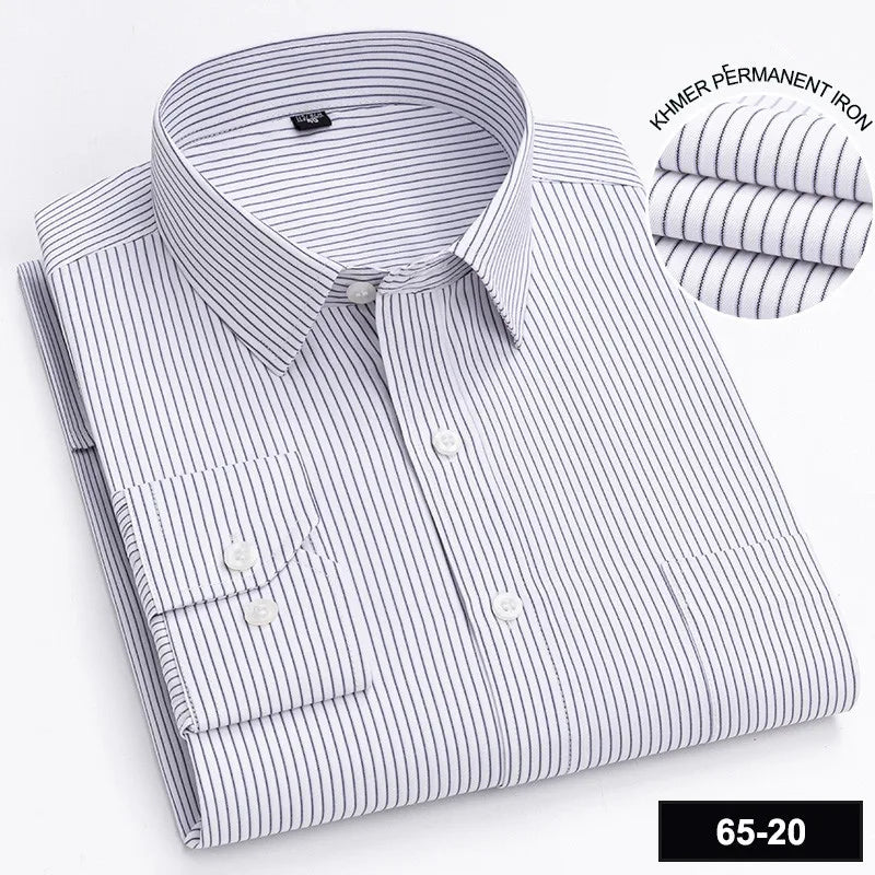 Men's Long Sleeve Shirt High-quality Fashion Casual Print Plaid Stripe Single Pocket Fit Business Formal Office Four Season Top
