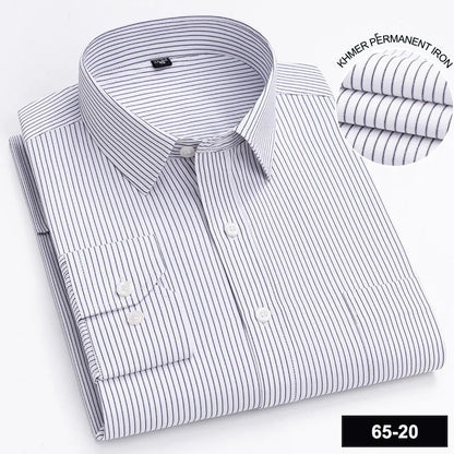 Men's Long Sleeve Shirt High-quality Fashion Casual Print Plaid Stripe Single Pocket Fit Business Formal Office Four Season Top