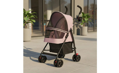 Foldable Pet Stroller Ventilated Lightweight Pet Stroller Brake System Cup Holder for Dogs, Travel, Park