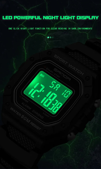 SANDA 2156 Fashion Men's Watches Waterproof Sports Watch For Man Military S-style Shock Stopwatch Shockproof Digital Wristwatch