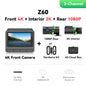 【Free 128G Card】DDPAI Z60 Dual Dash Cam Front and Rear 4K+1080P Dashcam Car DVR Dash Camera GPS ADAS Nightvision Park Monitor