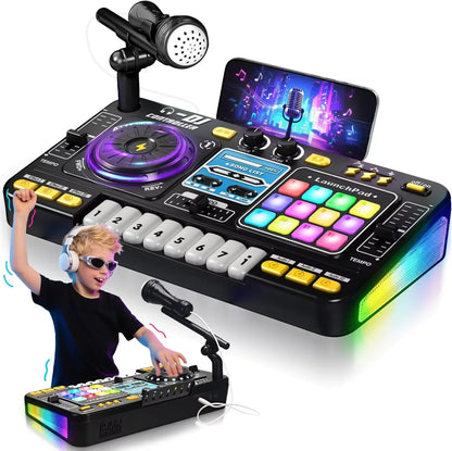 Simulation DJ Mixer Controller Kids Toys Multifunctional Music Effect Children Toy Electronic Musical Instrument Game Birthday Gifts Toys for Boy Girls Chirstmas Gifts Ship From Germany Fast Delivery