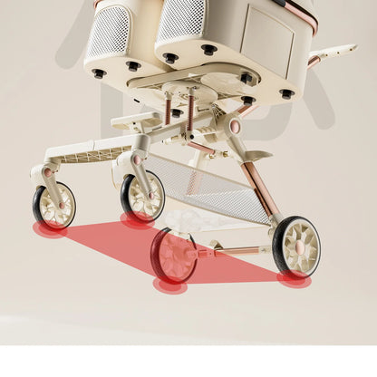A6-2 Twin Pet Stroller Aluminum Alloy Detachable Foldable Lightweight Separate Travel Cart for Dogs Cats
