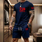 2026 Summer Men's Short Sleeved T-shirt Drawstring Shorts Set Breathable Outdoor Sports Set Men's Daily Fishing Suit