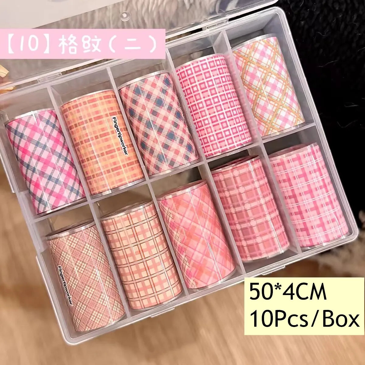 10Rolls Plaid Thousand-Bird Bow  Stars Nail Foils Transfer Paper  Nail Art Stickers  Manicure Set Decal  Nails Decoration
