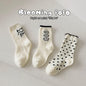 1-12Year 3Pairs Pack 2024 Spring Floral Medium Stockings Embroidery Lace Thin Princess Stockings Girls' Socks