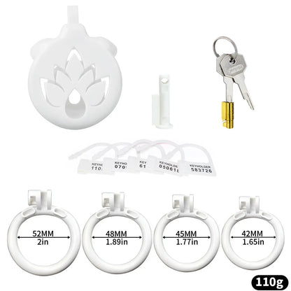Male Chastity Cage with Lotus Design - Comfortable Self-Control Device for Abstinence, Durable ABS Material, BDSM Toy for Men