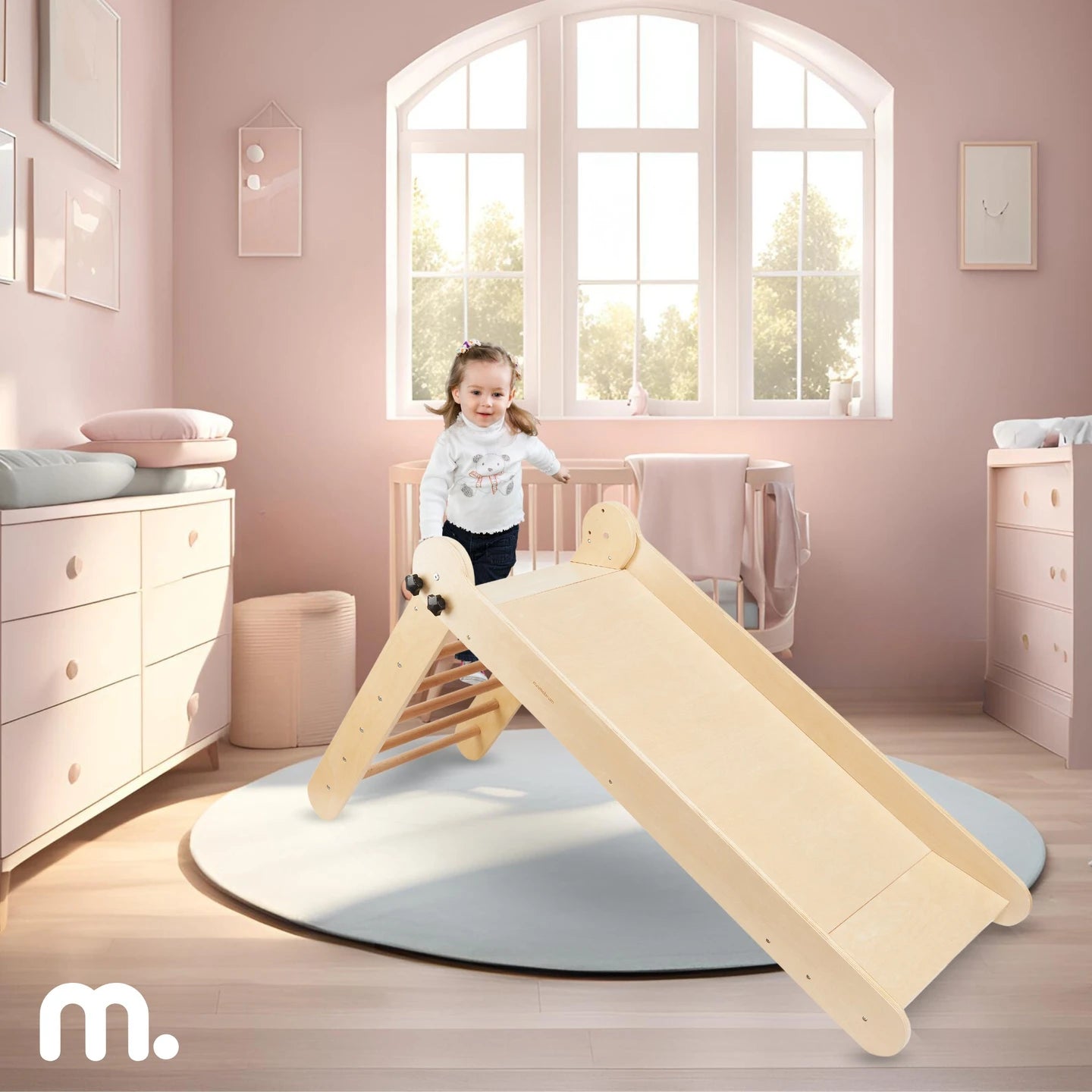 Mamabrum Large Wooden Children's Slide Ladder Folding Montessori Educational Toy for Toddler 3 + 4 + 5 +