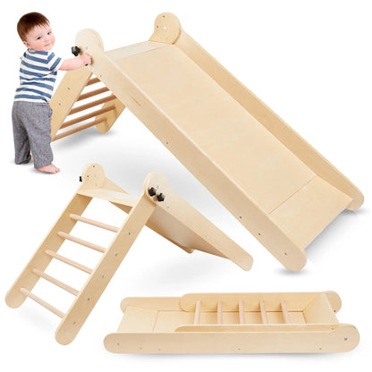 Mamabrum Large Wooden Children's Slide Ladder Folding Montessori Educational Toy for Toddler 3 + 4 + 5 +