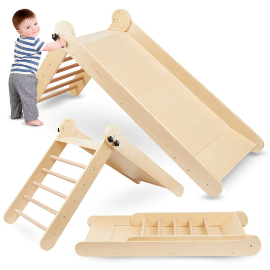 Mamabrum Large Wooden Children's Slide Ladder Folding Montessori Educational Toy for Toddler 3 + 4 + 5 +