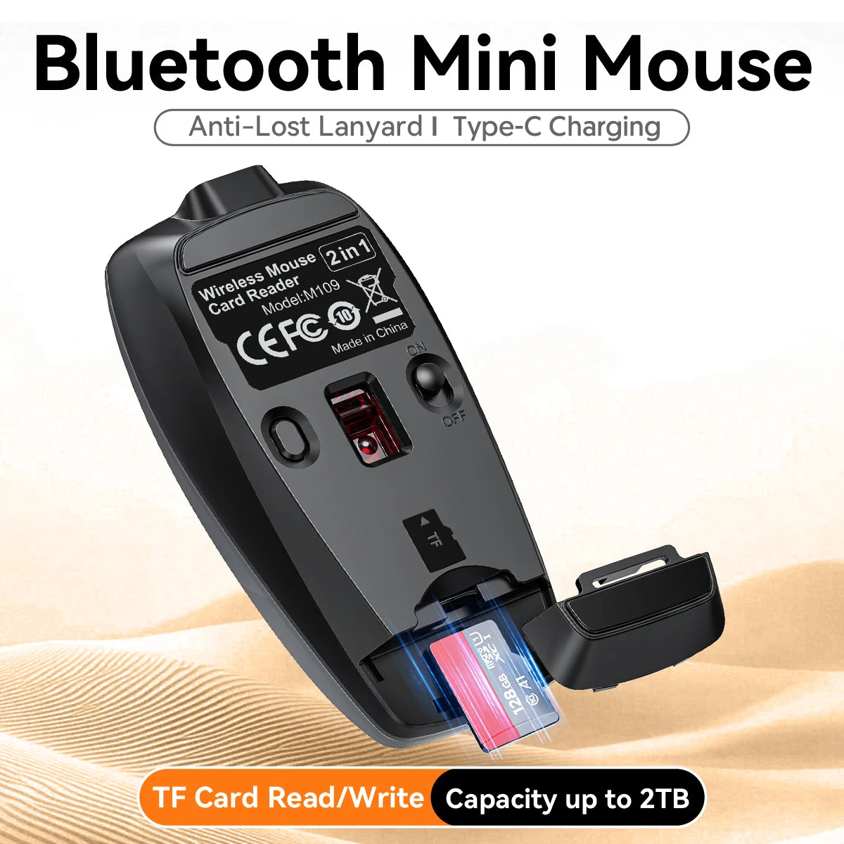New Arrival HXSJ M109 Mini Wireless Mouse TF Card Reading Function 4D Mute Buttons 120mAh Rechargeable for Laotop Office