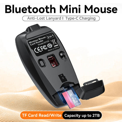 New Arrival HXSJ M109 Mini Wireless Mouse TF Card Reading Function 4D Mute Buttons 120mAh Rechargeable for Laotop Office