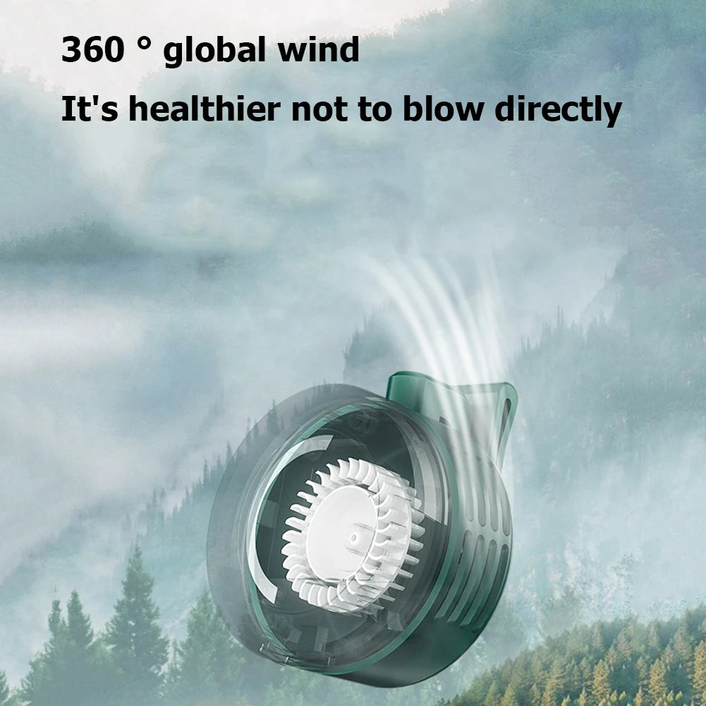 Mini Clip Fan Hanging Waist Neck Fan Girl Electric Air Cooling Fan 900mah USB Leafless Fan 3 Speeds Portable Cooler Air