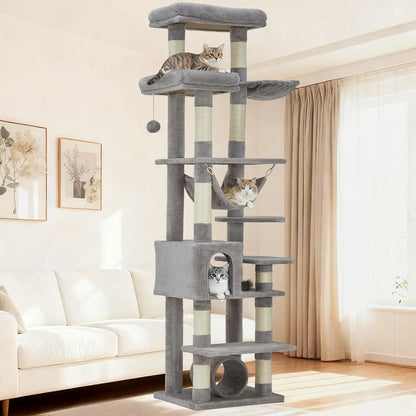 Garvee XXL Sturdy Large Cat Tree for Big Cats, Cat Tower with 11 Sisal Scratching Posts, Spacious Rest Platform, Cozy Hammock, Private Cat Condo and Hanging Toys