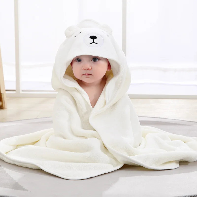 Baby Bath Towel Boy Girl Baby Towel Newborn With Hood Cartoon Coral Fleece Infant Towel Blanket Newborn Baby Bathrobe Infan
